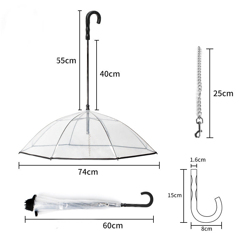 Transparent Dog Umbrella with Leash - PawEverShop