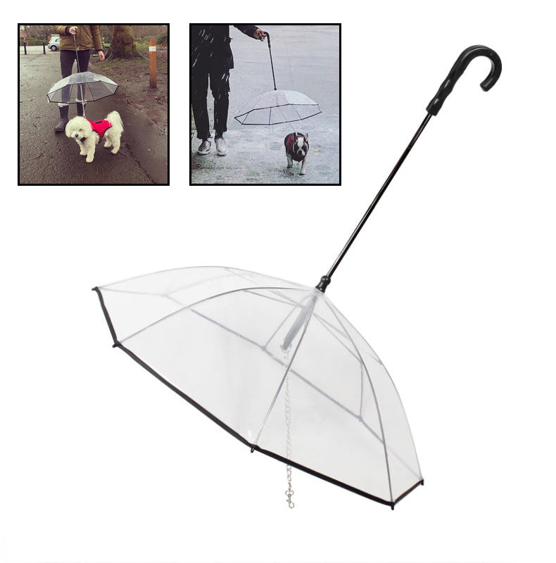 Transparent Dog Umbrella with Leash - PawEverShop